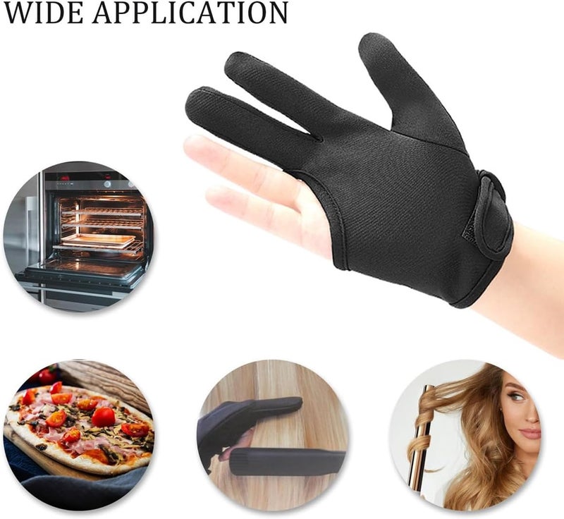Price Xes Heat Gloves for Hair Styling, 1 Pair Curling Iron Gloves Pro 3 Finger Barber Gloves Heat Resistant Hair Tools for Perming, Hair Straightening, Curling Wand and Flat Iron - Image 5